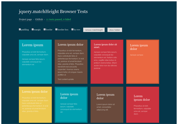 jquery.matchHeight Browser Tests