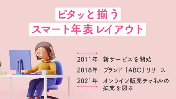 【一文字ずつspanで囲むjs×space-between】ピタッと揃うスマート年表レイアウト