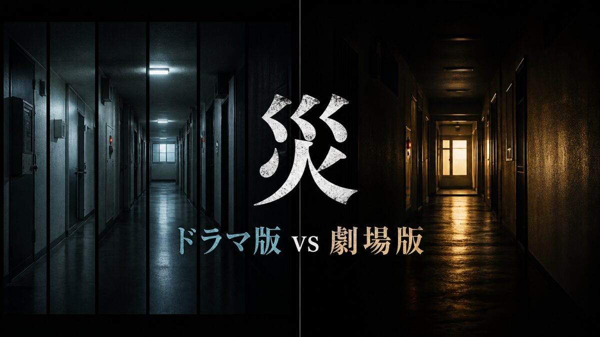 『災』ドラマ版と劇場版の違いを表現した比較サムネイル