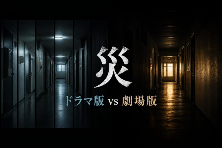 『災』ドラマ版と劇場版の違いを表現した比較サムネイル