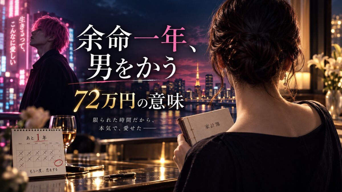 Netflix映画「余命一年、男をかう」のキャストと72万円の意味を考察する記事のアイキャッチ