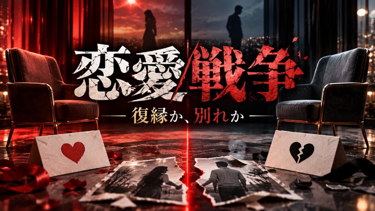 ABEMA恋愛戦争の復縁と別れの決断を表現したアイキャッチ